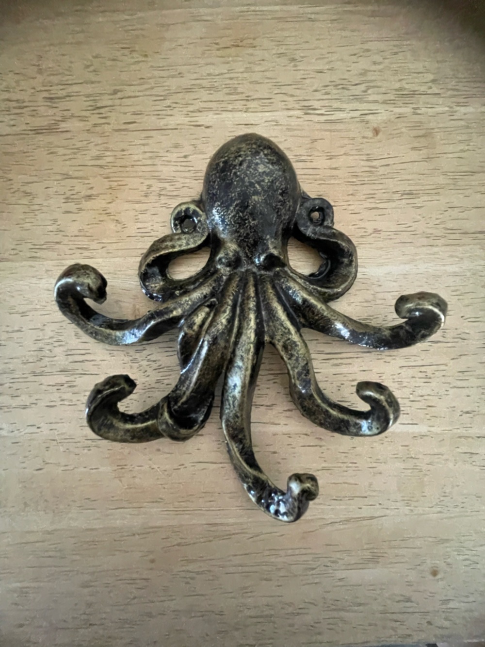 Selections Octopus Wall Hook Rack crafted from durable cast iron; 7” x 6”
